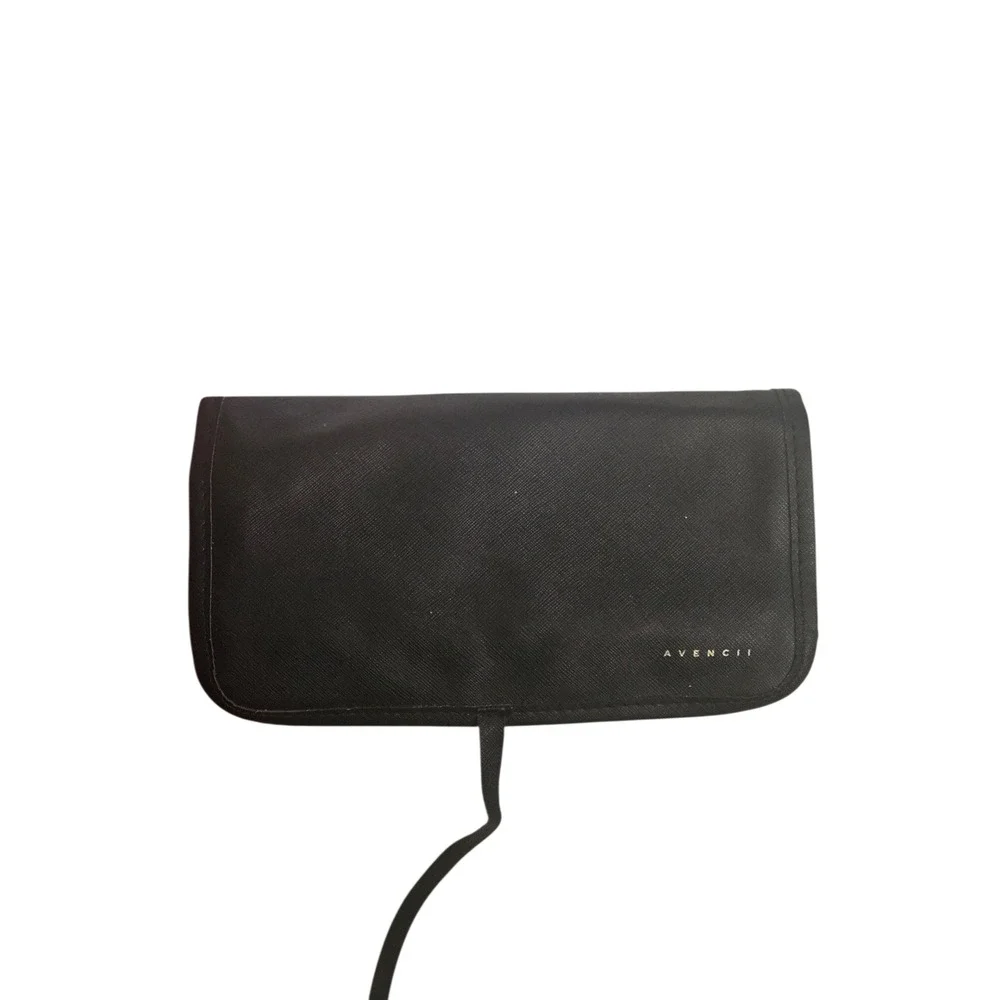 AVENCII Black Faux‎ Leather Jewelry Organizer Roll Travel Storage Bag Pouch